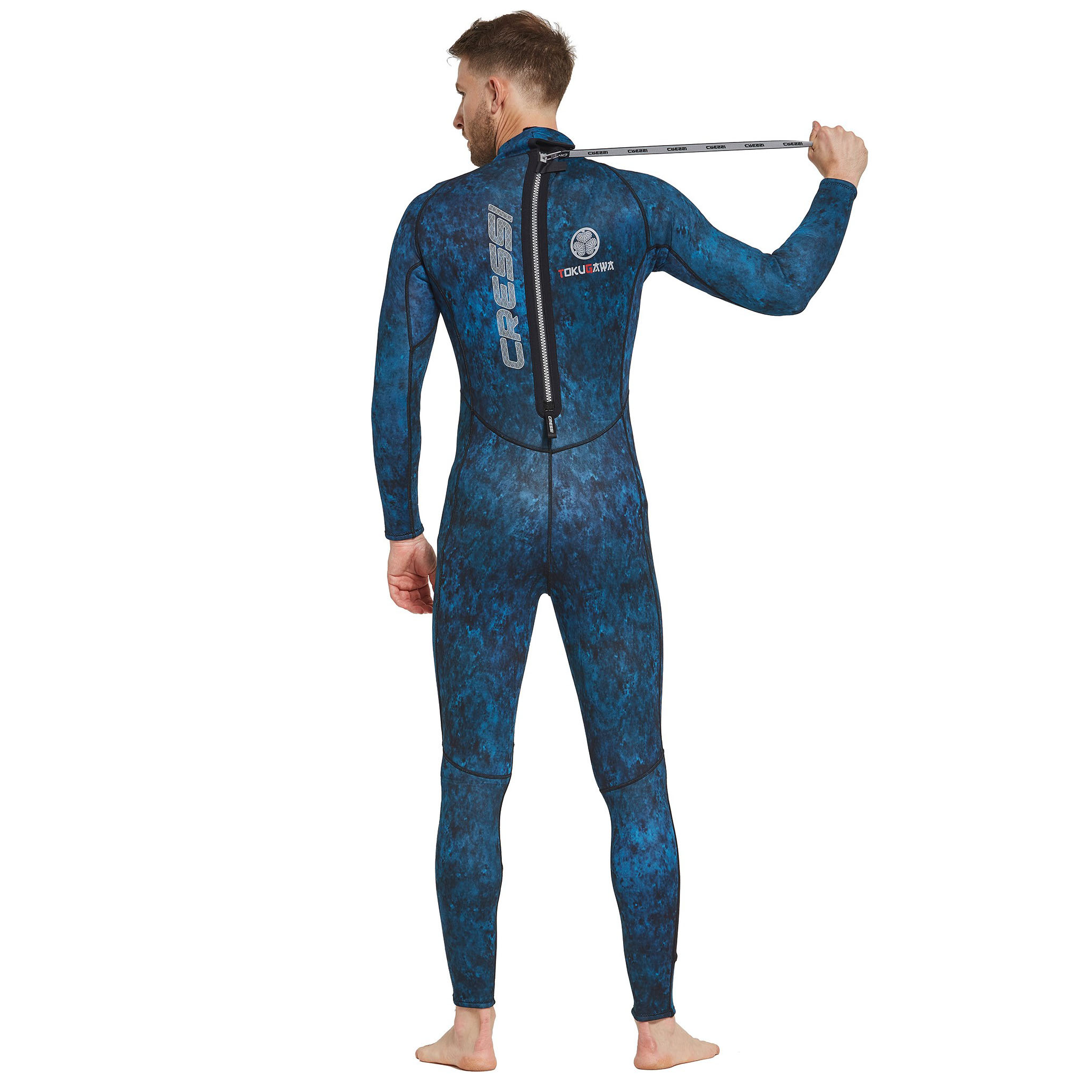1-piece Reversible 2mm Camo Spearfishing Wetsuit (Blue / Green)